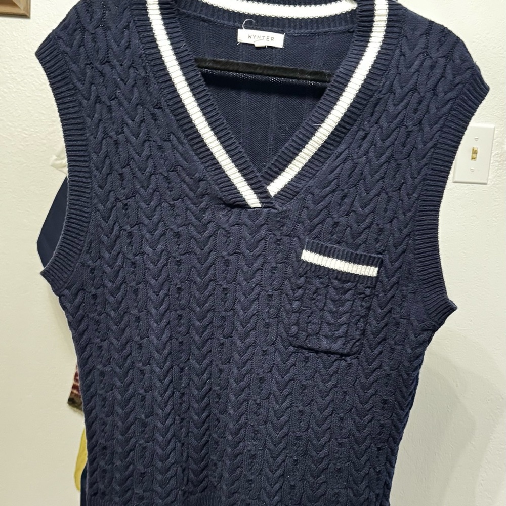 Navy Blue Cable Knit Vest